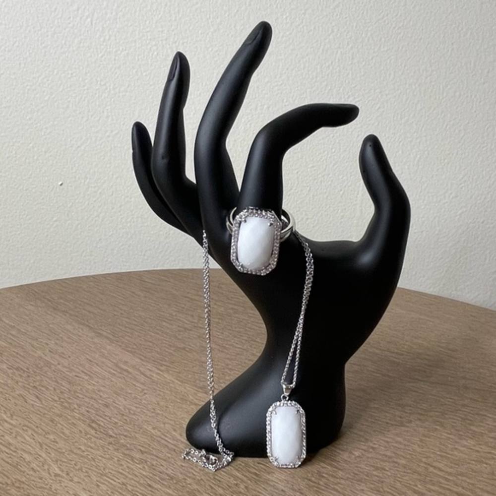 Sun BR White Jade Ring And Necklace Fashion Jewelry‎